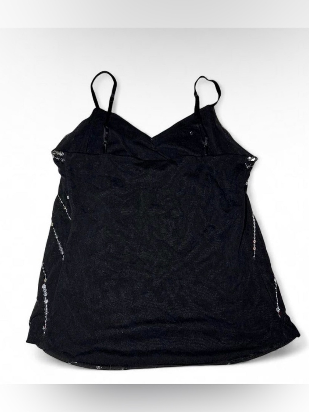 Vintage Y2K The Limited Black star sequin top with adjustable straps. Size: L 🪩 - Picture 2 of 7